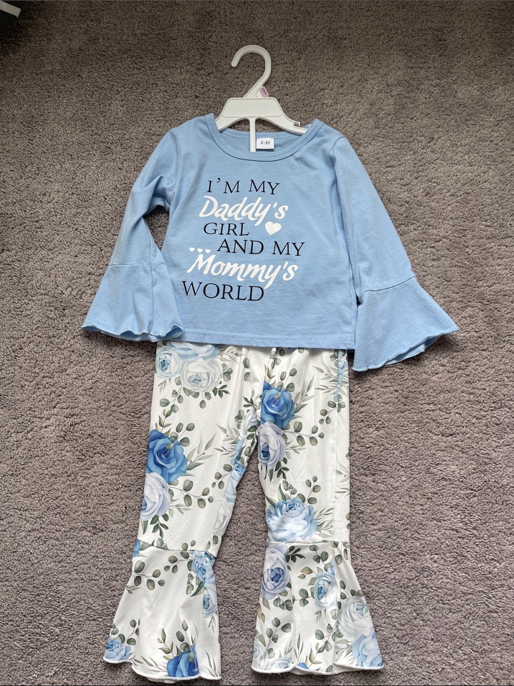 Blue Floral Mommy & Daddy Girls Pajama Set